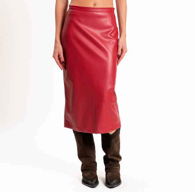 Dixie-Gonna similpelle spacco dietro - rosso
