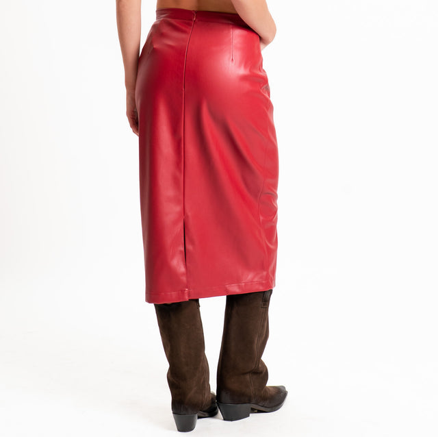 Dixie-Gonna similpelle spacco dietro - rosso