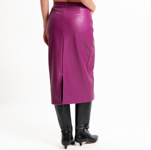 Dixie-Gonna similpelle spacco dietro - malva