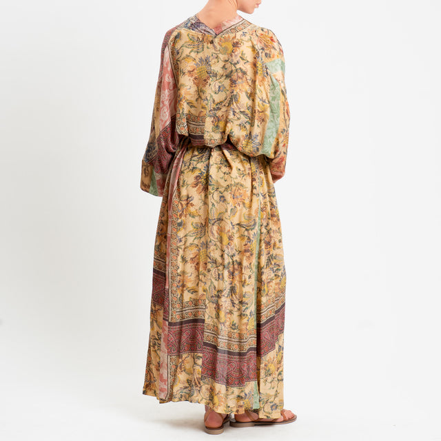 Dixie-Abito scollo v fantasia - blush/crema/beige