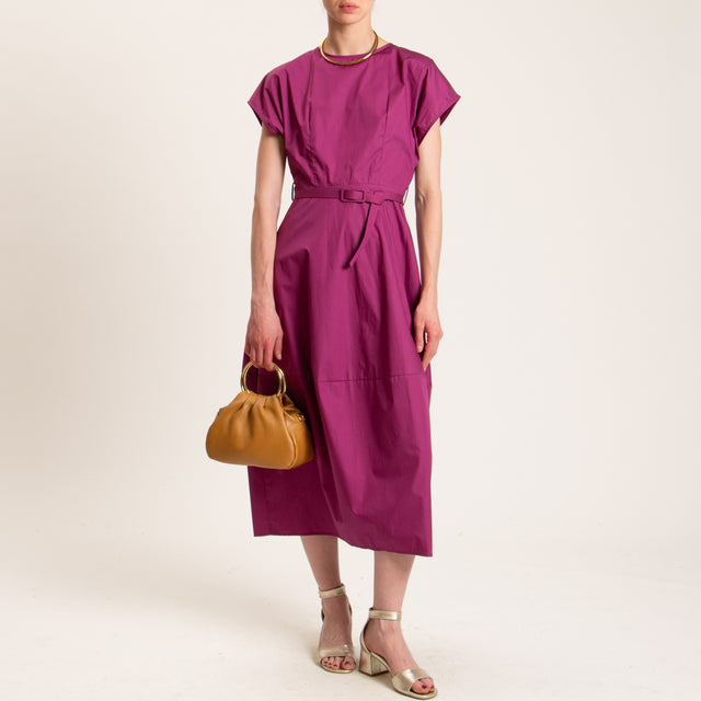 Dixie-Abito popline con cintura - magenta