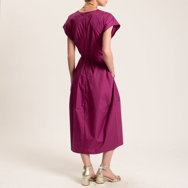 Dixie-Abito popline con cintura - magenta