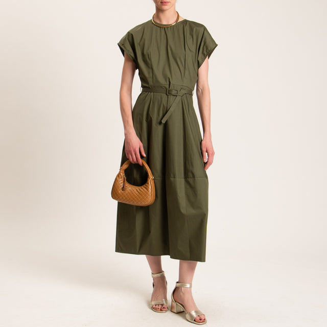 Dixie-Abito popline con cintura - militare