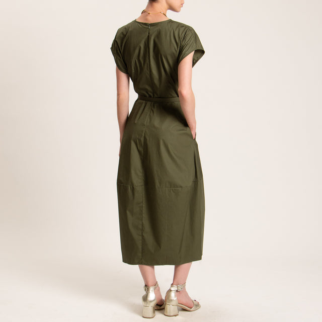 Dixie-Abito popline con cintura - militare