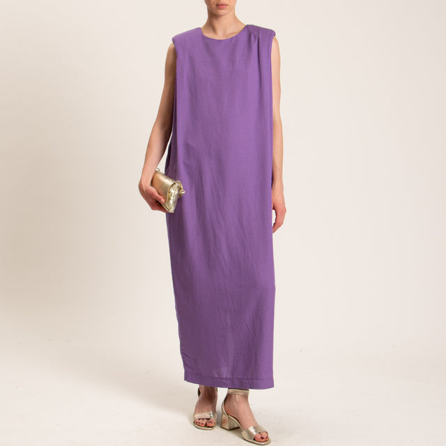 Dixie-Abito misto lino con spalline - peonia