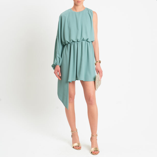 Dixie-Abito tessuto fluido con elastico in vita - acqua