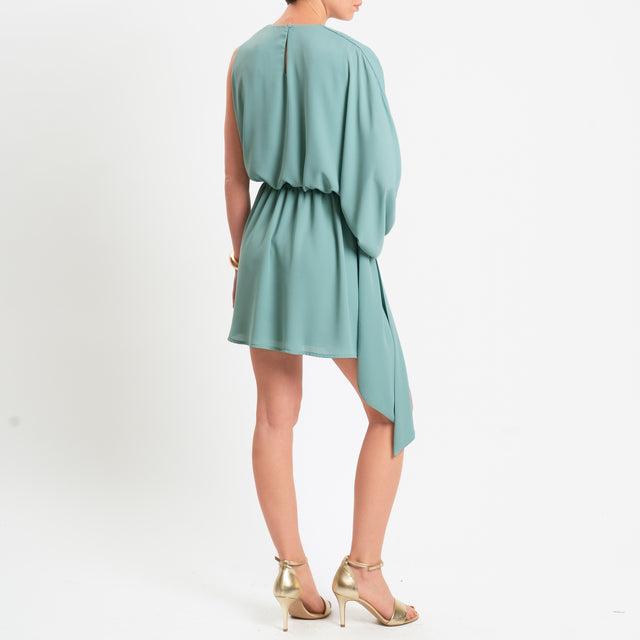 Dixie-Abito tessuto fluido con elastico in vita - acqua