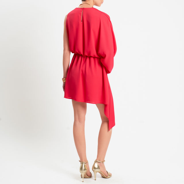 Dixie-Abito tessuto fluido con elastico in vita - rosso