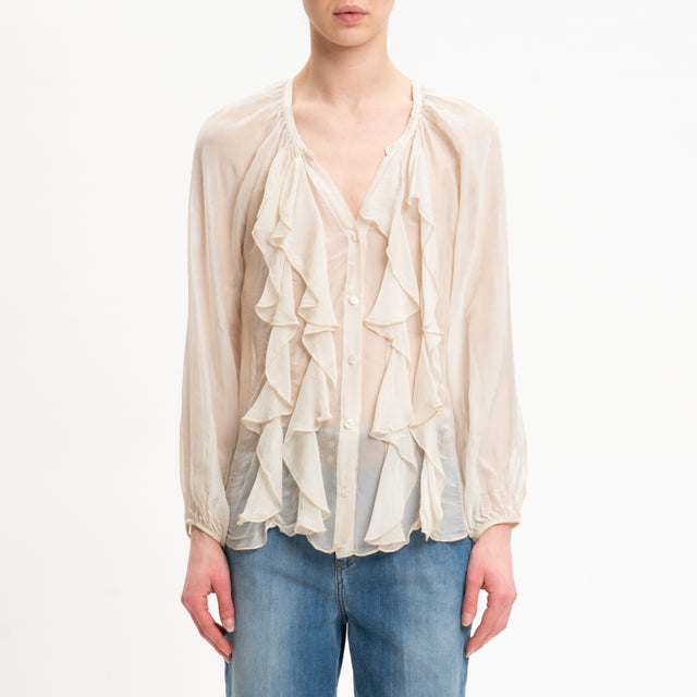 Camisa Dixie-Muslin con volantes - Mantequilla