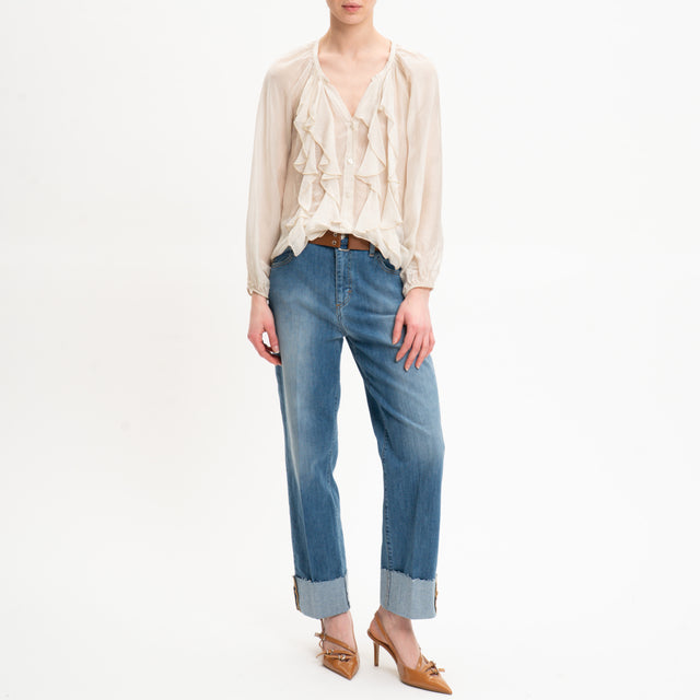 Camisa Dixie-Muslin con volantes - Mantequilla