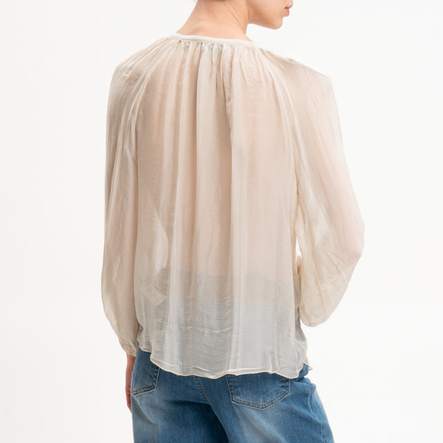 Dixie-Camicia mussola con rouches - burro