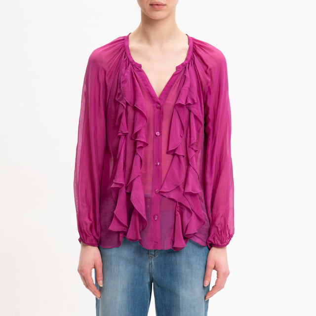 Dixie-Camicia mussola con rouches - magenta