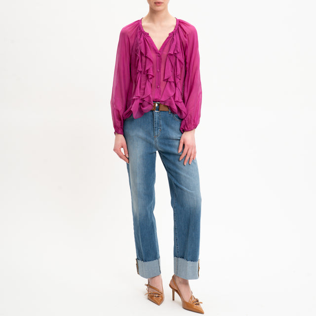 Dixie-Camicia mussola con rouches - magenta