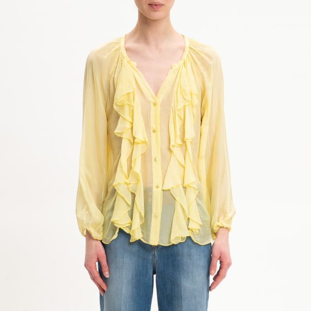Dixie-Camicia mussola con rouches - giallo