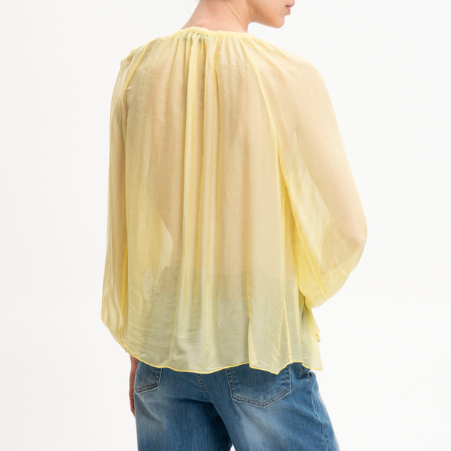 Dixie-Camicia mussola con rouches - giallo