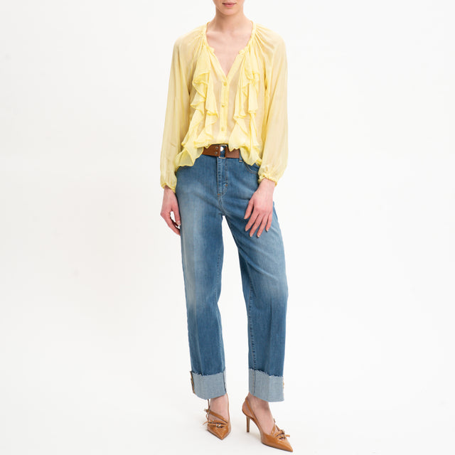 Dixie-Camicia mussola con rouches - giallo