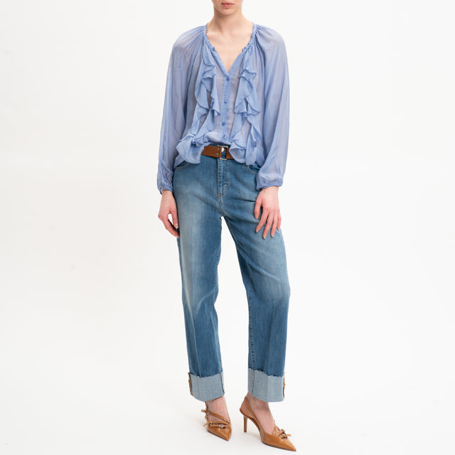 Dixie-Camicia mussola con rouches - polvere