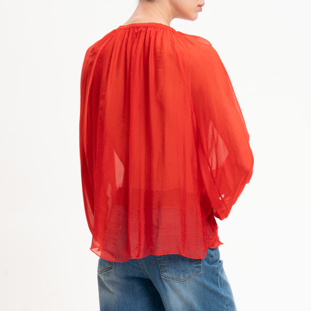Camisa Dixie-Muslin con volantes - Roja