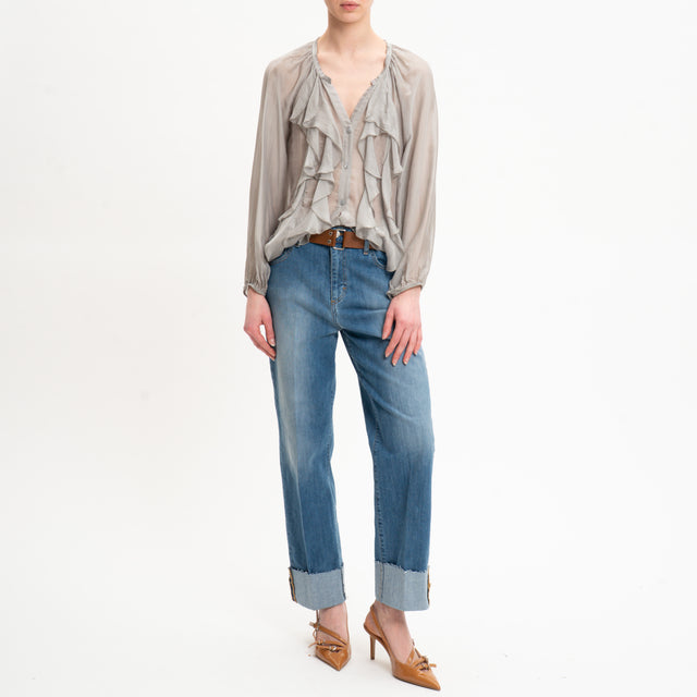 Dixie-Camicia mussola con rouches - taupe