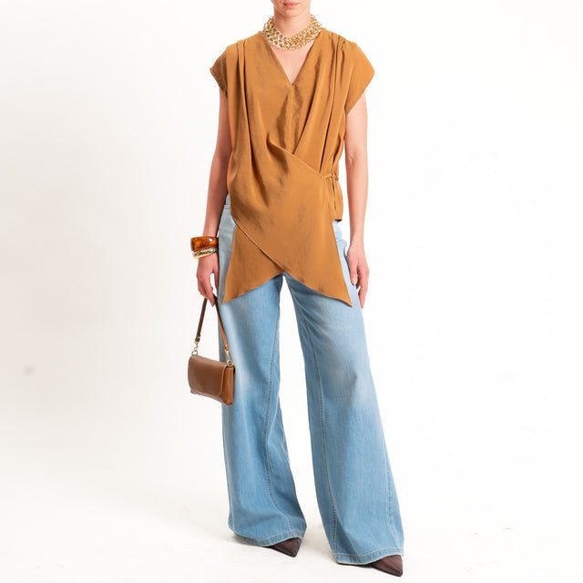 Dixie-Blusa tessuto modal con riprese - miele