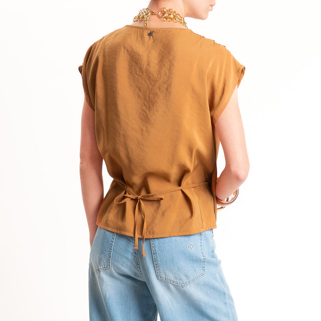 Dixie-Blusa tessuto modal con riprese - miele