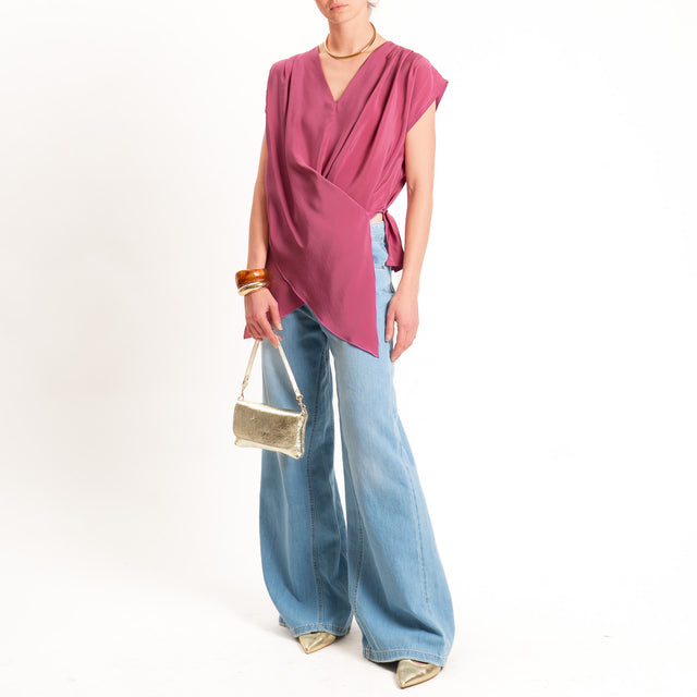 Dixie-Blusa tessuto modal con riprese - lampone