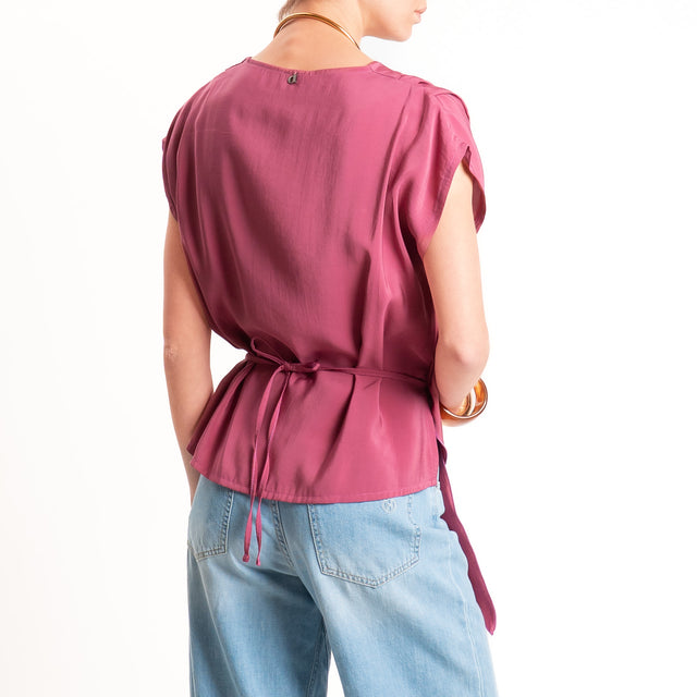 Dixie-Blusa tessuto modal con riprese - lampone