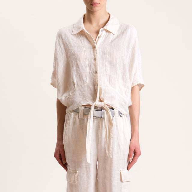 Dixie-Camicia in lino con nodo - burro