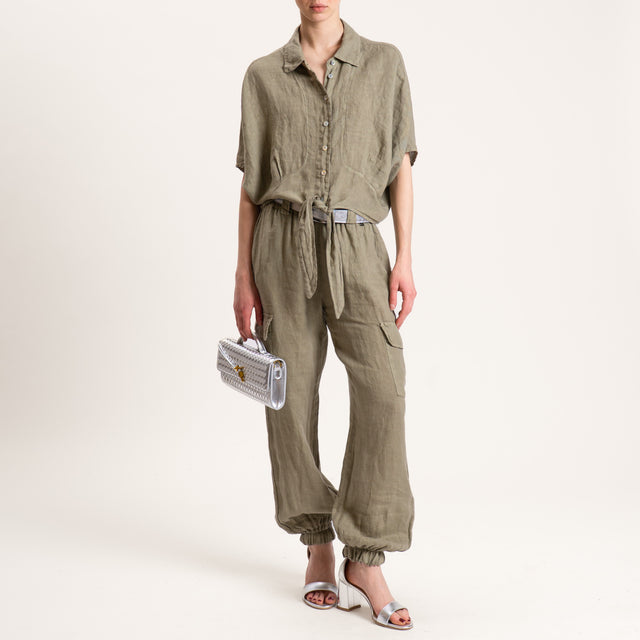 Dixie-Camicia in lino con nodo - militare