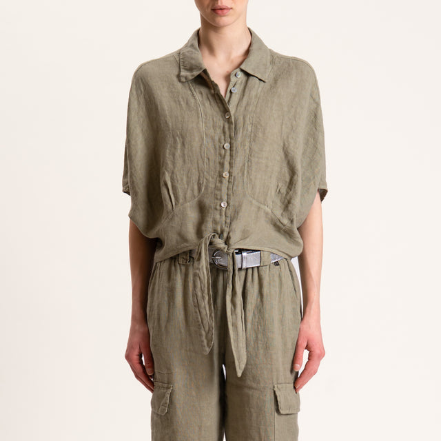 Dixie-Camicia in lino con nodo - militare