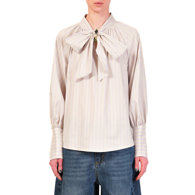 Blusa de rayas Dixie con broche - Lila/Menta/Morado