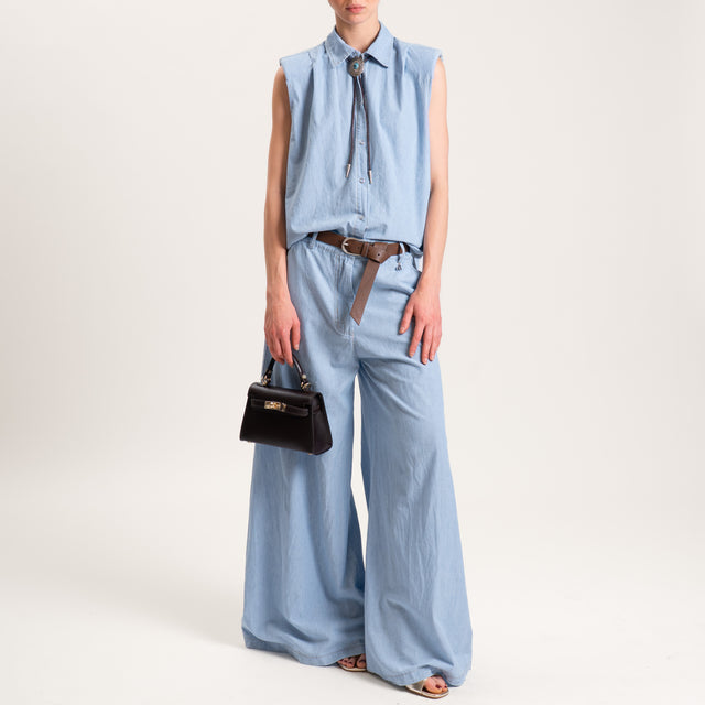 Dixie-Camicia chambray con spalline - denim