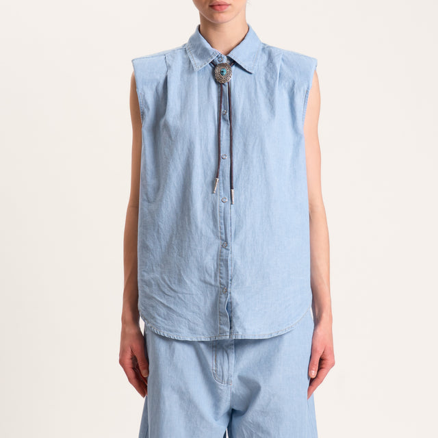 Dixie-Camicia chambray con spalline - denim