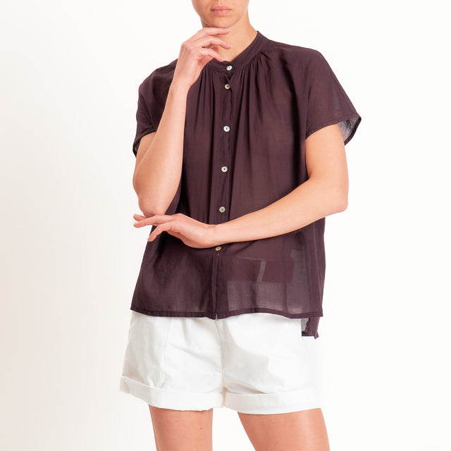 Dixie-Camicia mussola collo coreana - prugna