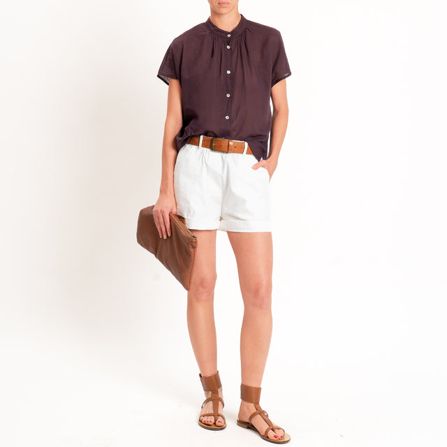 Dixie-Camicia mussola collo coreana - prugna