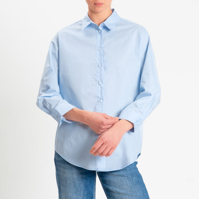 Dixie-Camicia relaxed fit in cotone - celeste