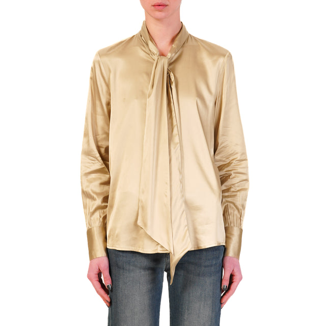 Dixie - Camisa de satén elástico con lazo - Camel