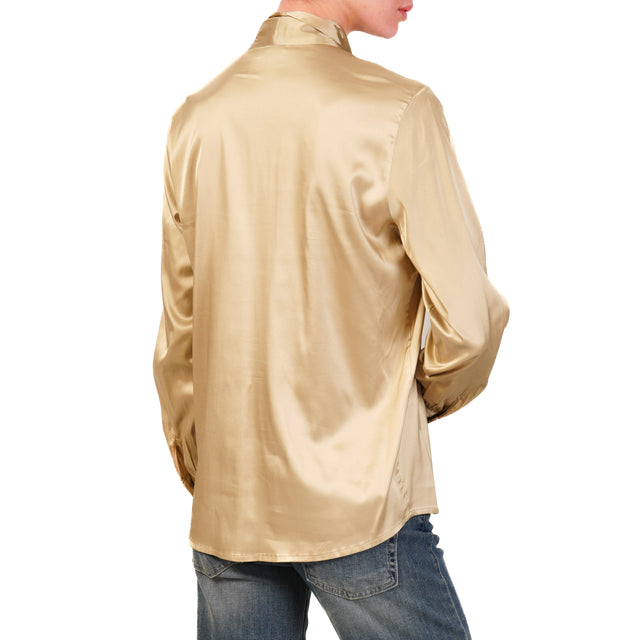 Dixie - Camisa de satén elástico con lazo - Camel