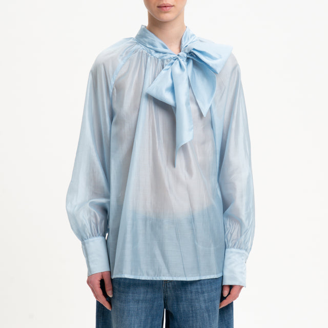Camisa de muselina Dixie con lazo - Azul claro