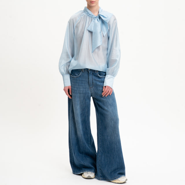 Camisa de muselina Dixie con lazo - Azul claro