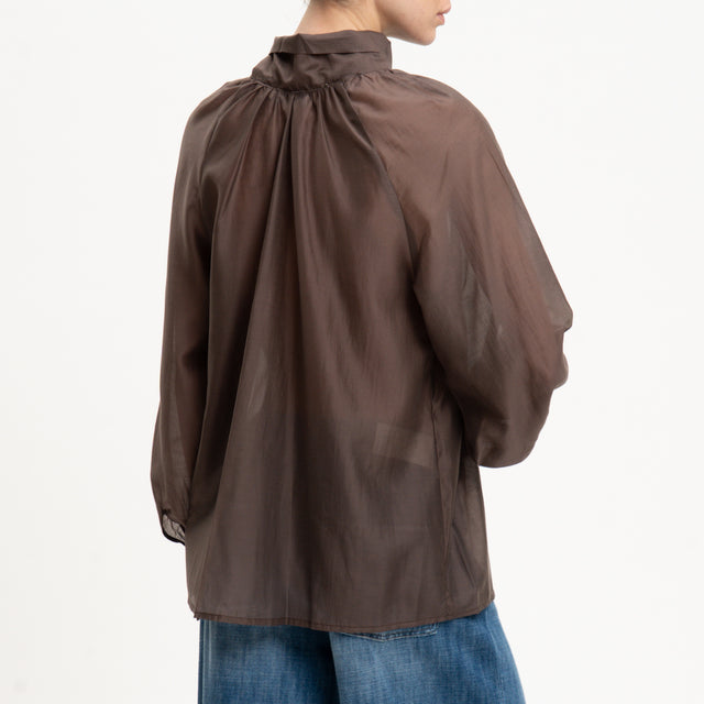 Camisa de muselina Dixie con lazo - marrón oscuro