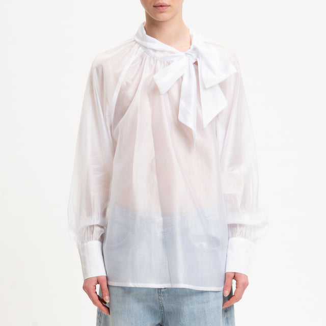 Camisa de muselina Dixie con lazo - Blanca