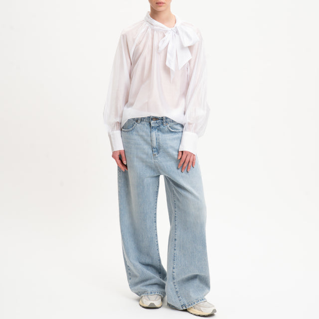 Camisa de muselina Dixie con lazo - Blanca