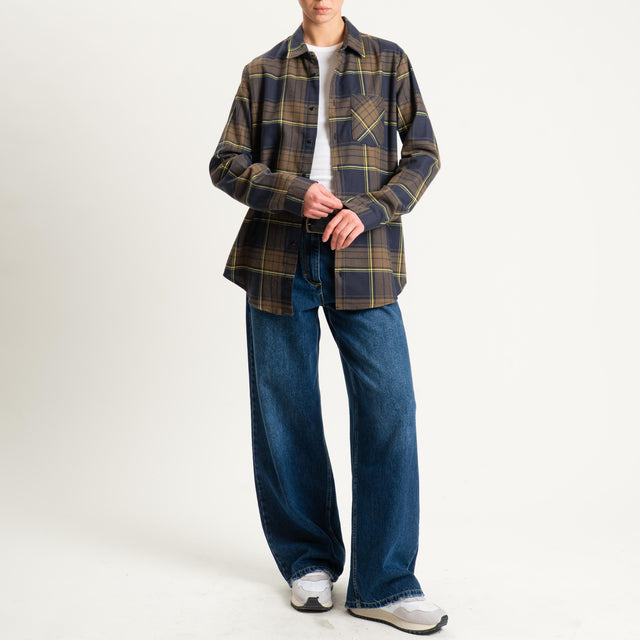 Dixie-Camicia check oversize - moro/nero/yellow