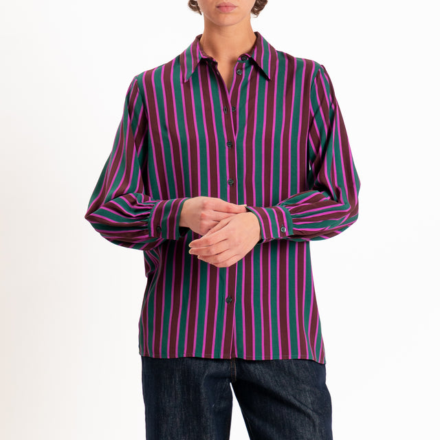 Dixie-Camicia a righe - verde/vino/fucsia