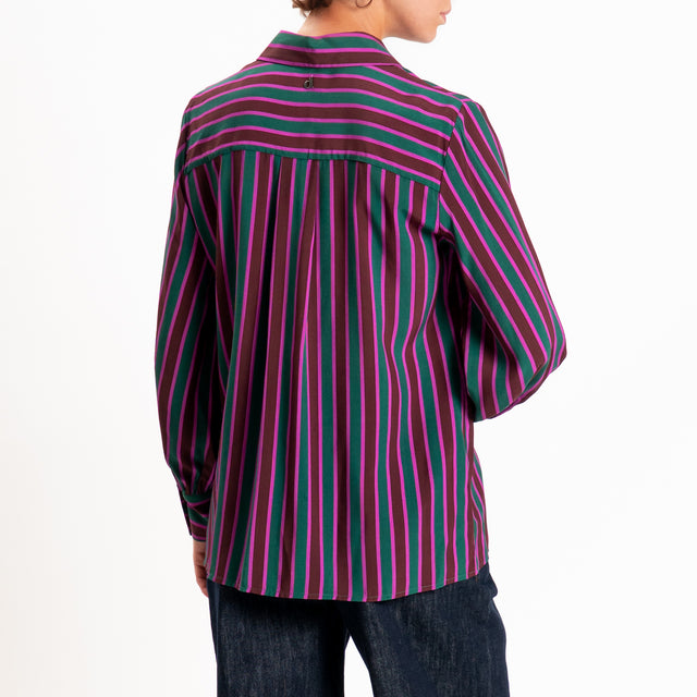 Dixie-Camicia a righe - verde/vino/fucsia