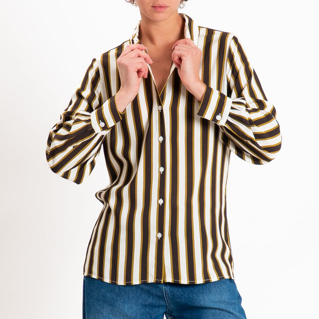 Dixie-Camicia a righe - panna/moro/olio