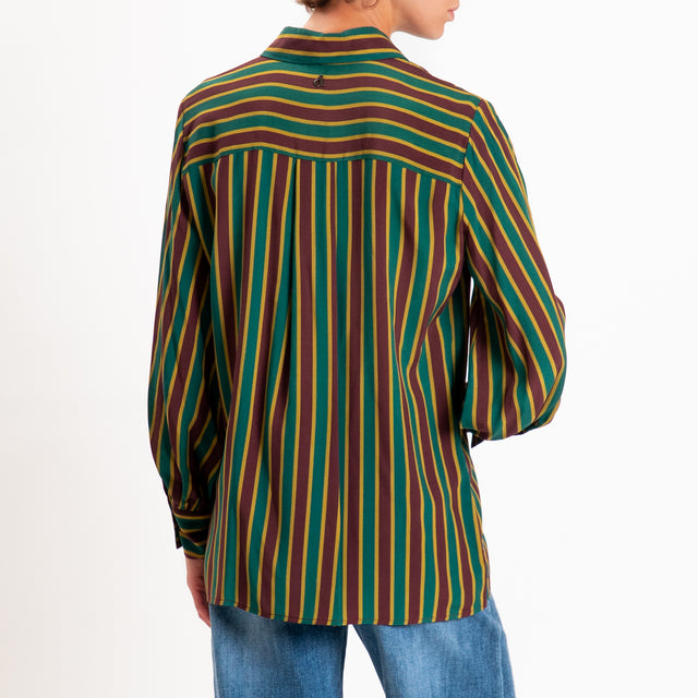 Dixie-Camicia a righe - verde/vino/olio