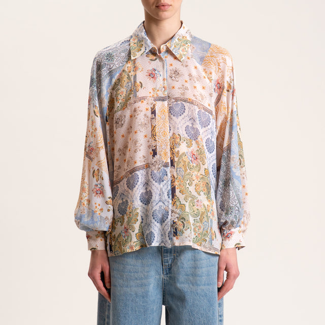 Dixie-Camicia georgette fantasia - burro/senape/polvere