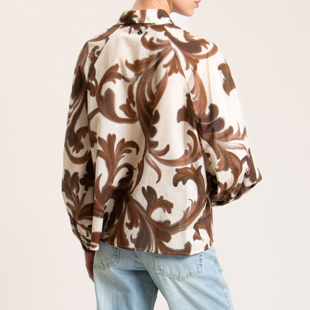 Dixie-Camicia mussola fantasia - burro/cioccolato